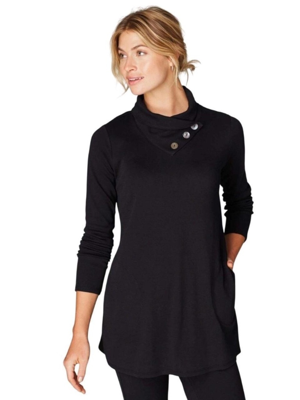 Pure Jill by J Jill 100% Cotton Asymmetrical Button Tunic Top with Pockets-NWT L